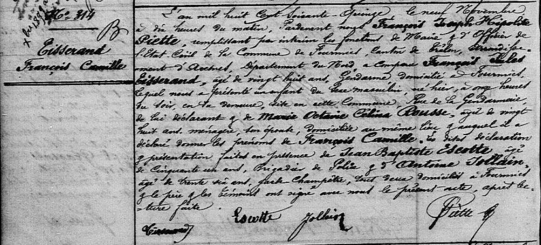 acte naissance tisserand françois camille